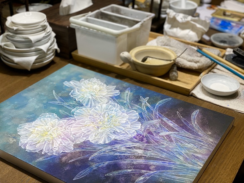 アトリエでの作業風景