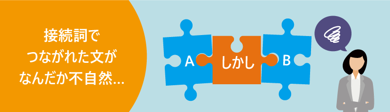 接続詞でつながれた文が不自然なイメージ