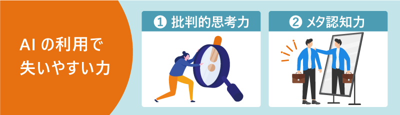 AIを使うことで思考力が落ちるのかを考えるイメージ